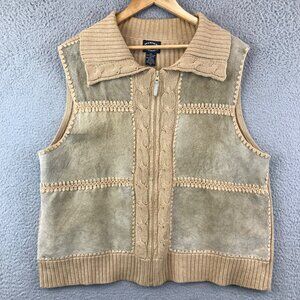 Designers Studio Originals Vintage Tan Leather & Sweater Vest, Womens XL